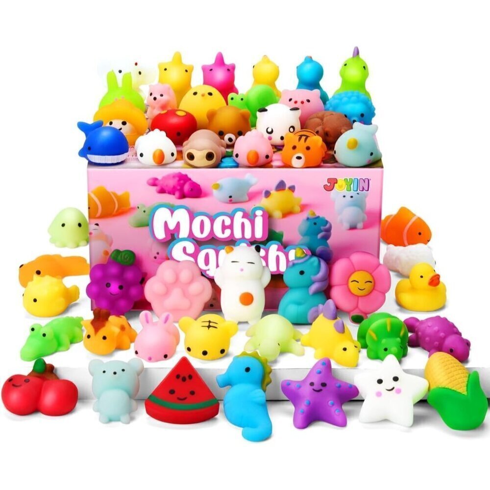 🆕25 Pack Mini Favors Kawaii Squishy Stress Relief Bags Fillers with Storage Box